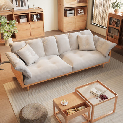 Canapé moderne 3 places rembourré en coton et lin JASIWAY