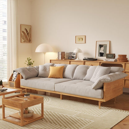 Canapé moderne 3 places rembourré en coton et lin JASIWAY