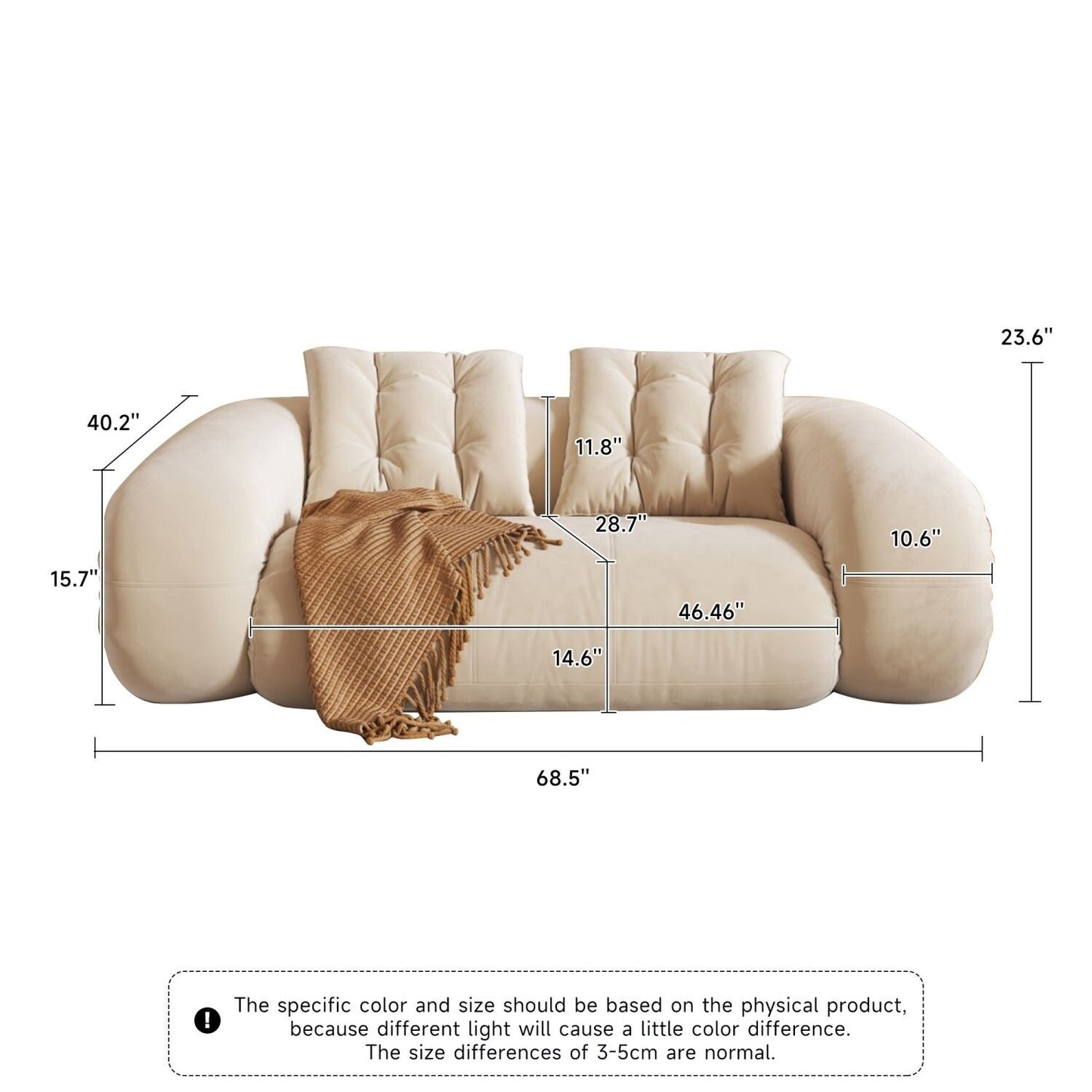 Canapé-lit convertible moderne JASIWAY, blanc