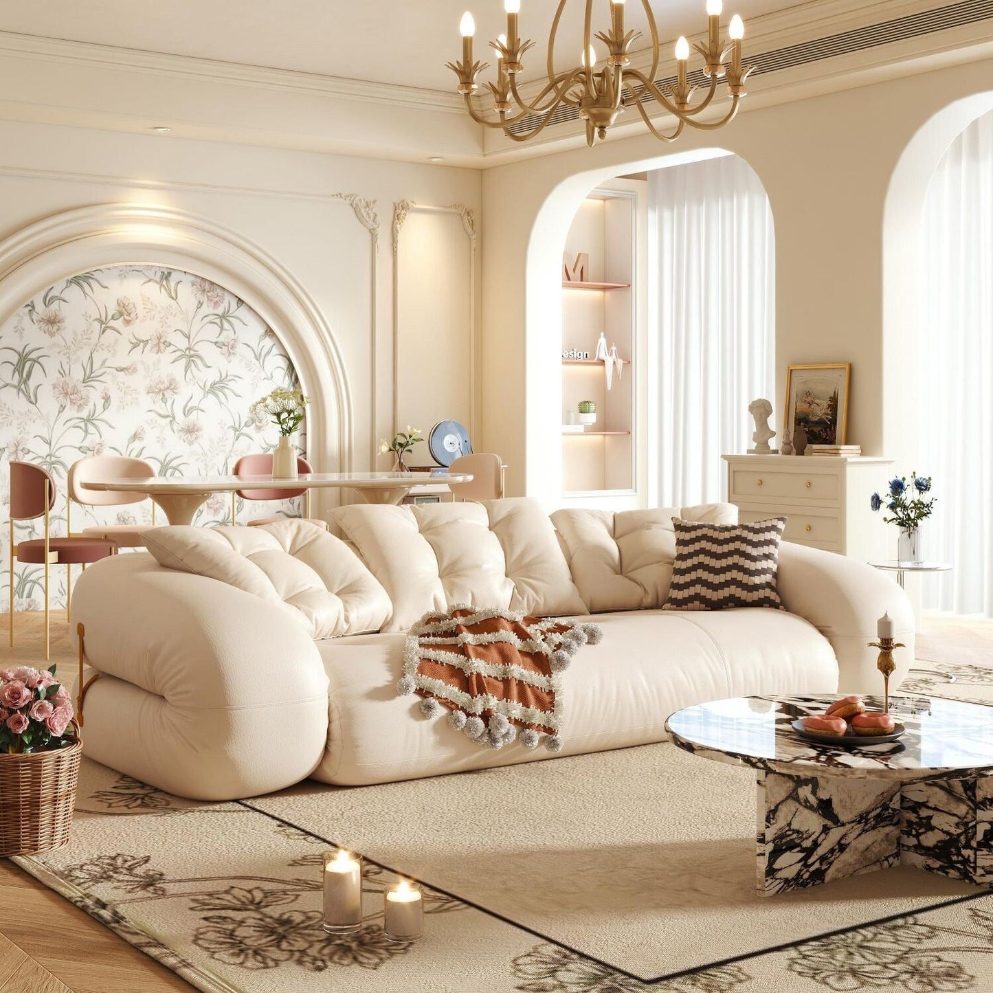 Canapé-lit convertible moderne JASIWAY, blanc