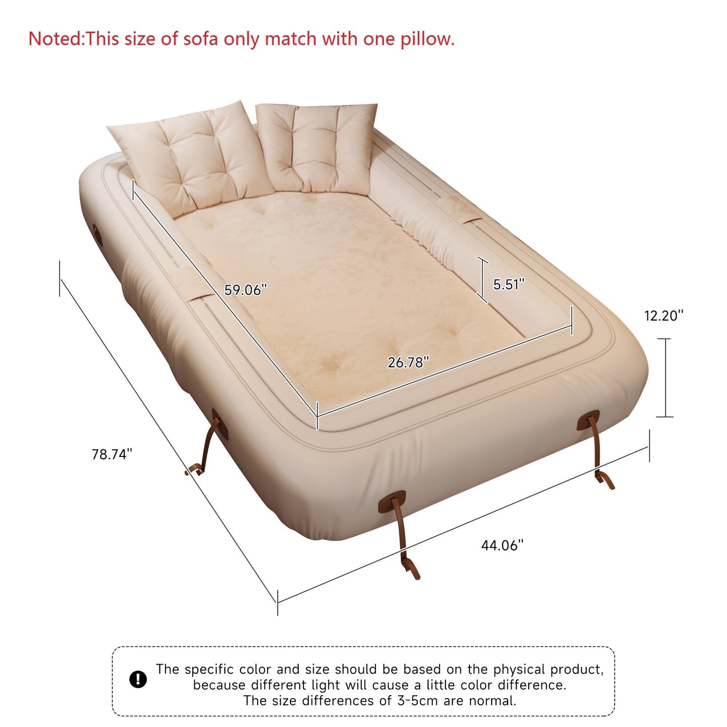 Canapé-lit convertible moderne JASIWAY, blanc