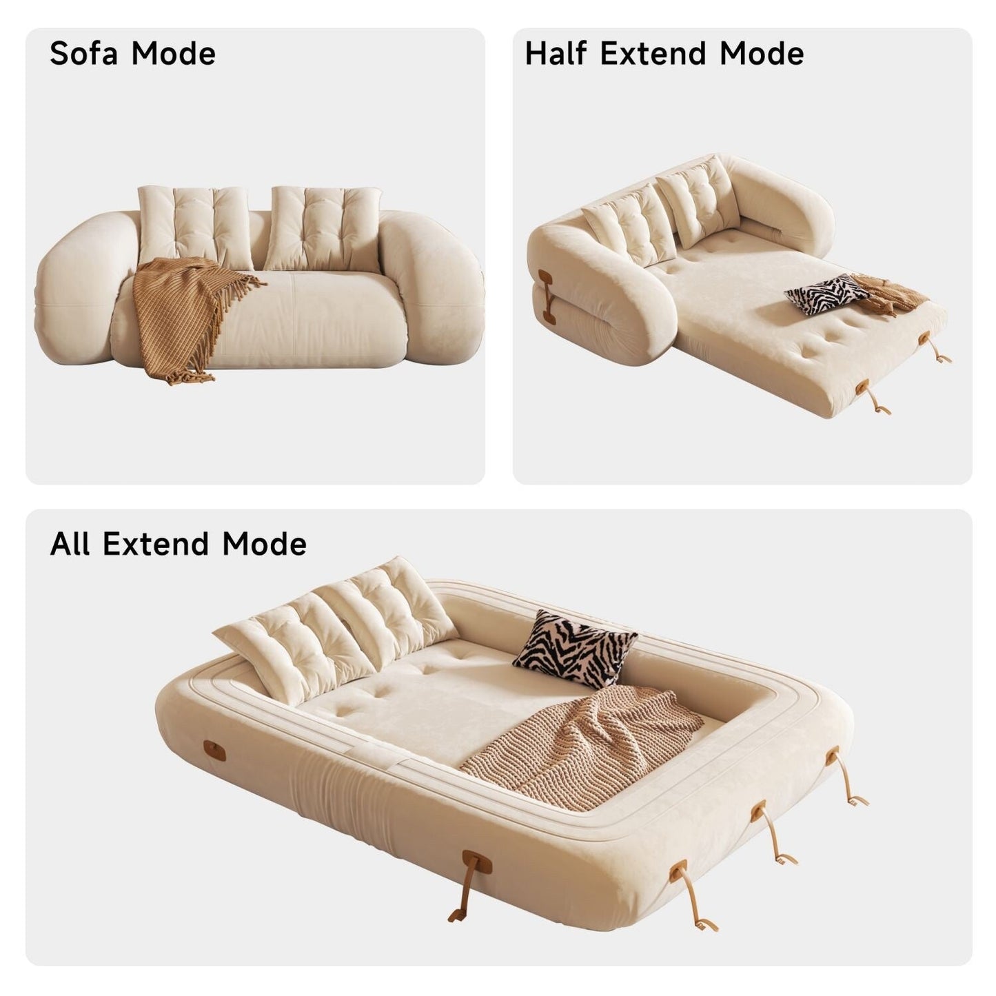 Canapé-lit convertible moderne JASIWAY, blanc