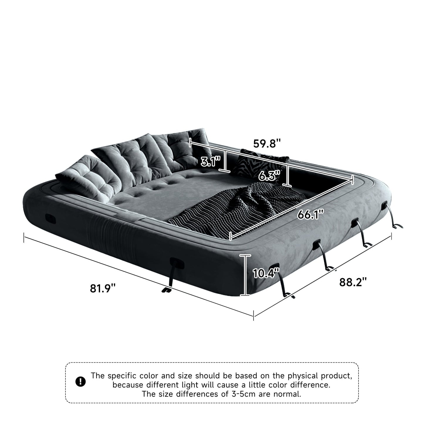 Canapé-lit convertible moderne JASIWAY, blanc