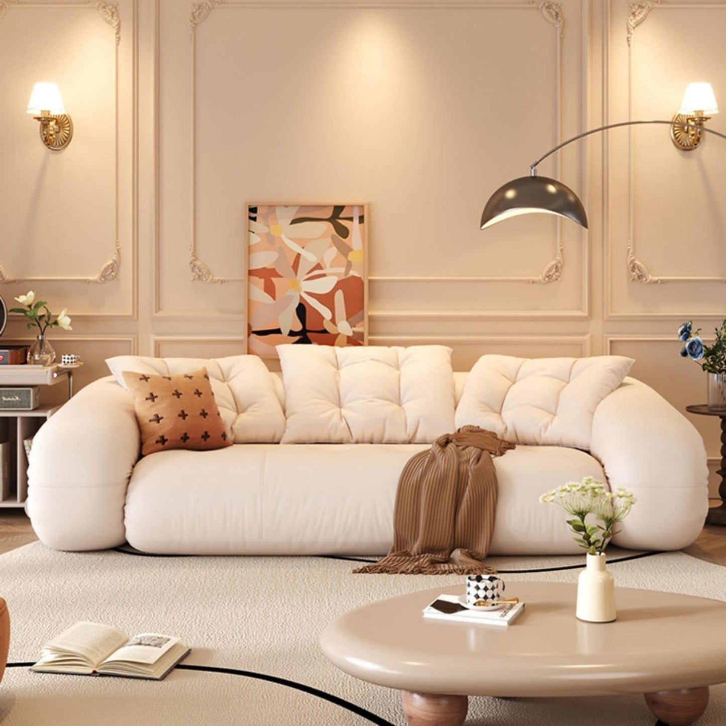 Canapé-lit convertible moderne JASIWAY, blanc