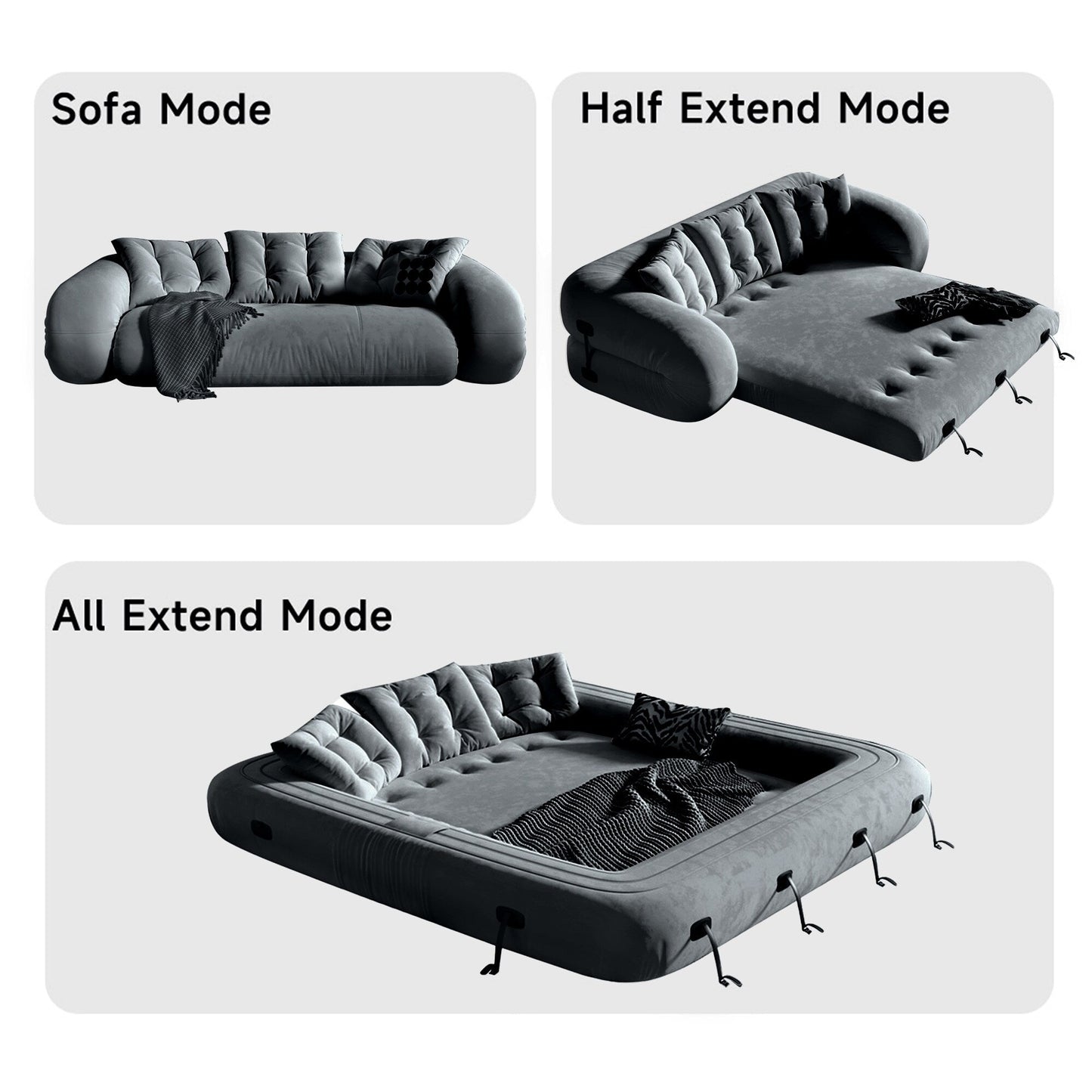 Canapé-lit convertible moderne JASIWAY, blanc