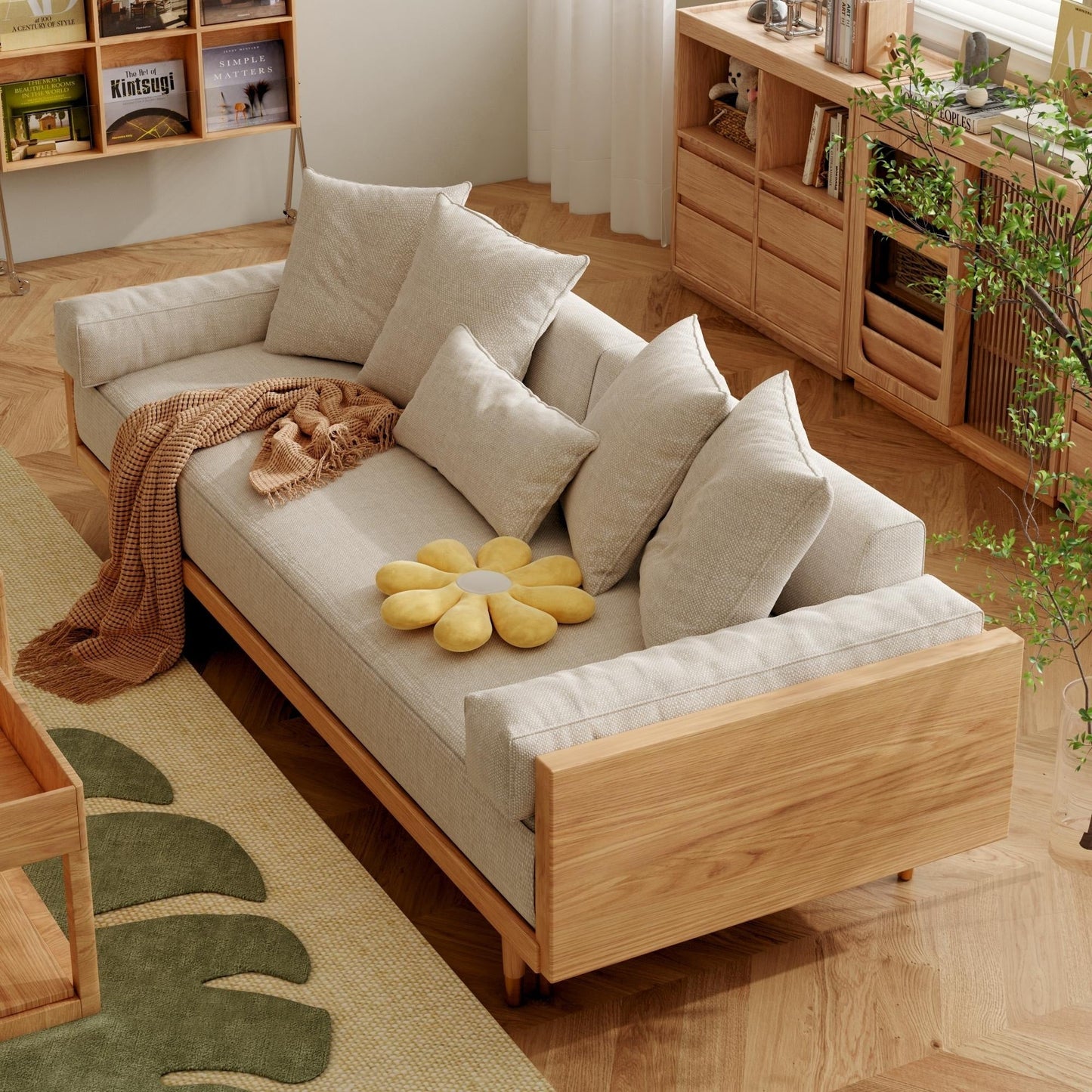 Canapé-lit rétractable moderne en bois massif JASIWAY