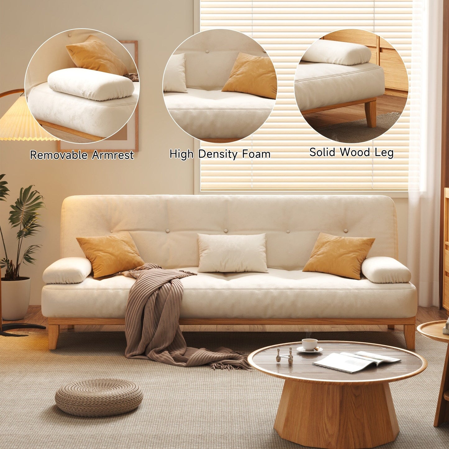 Canapé-lit moderne en bois massif JASIWAY