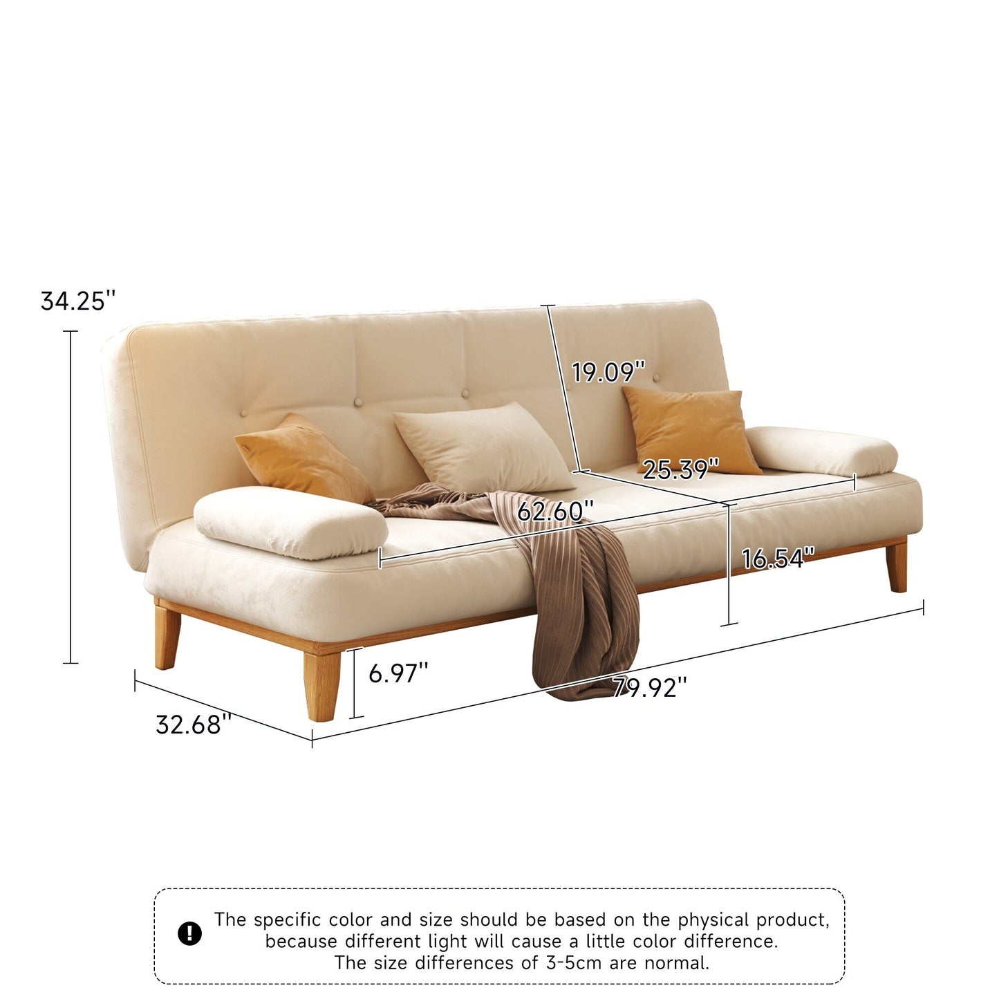 Canapé-lit moderne en bois massif JASIWAY