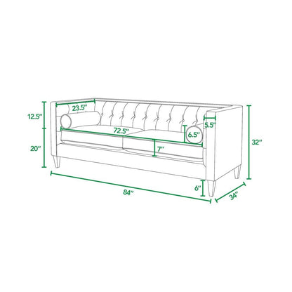 Canapé smoking moderne du milieu du siècle Jack 84 avec coussins traversins