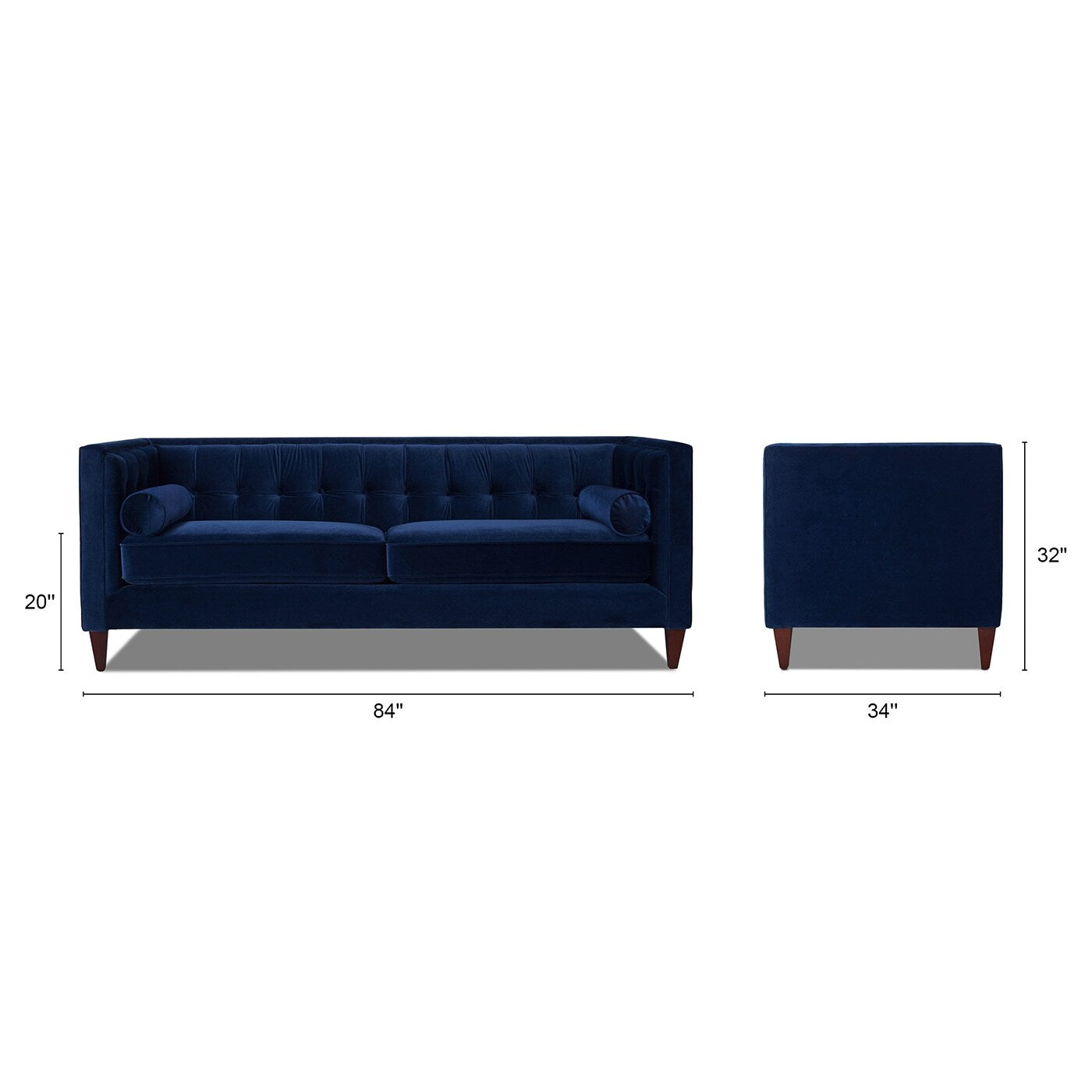 Canapé smoking moderne du milieu du siècle Jack 84 avec coussins traversins