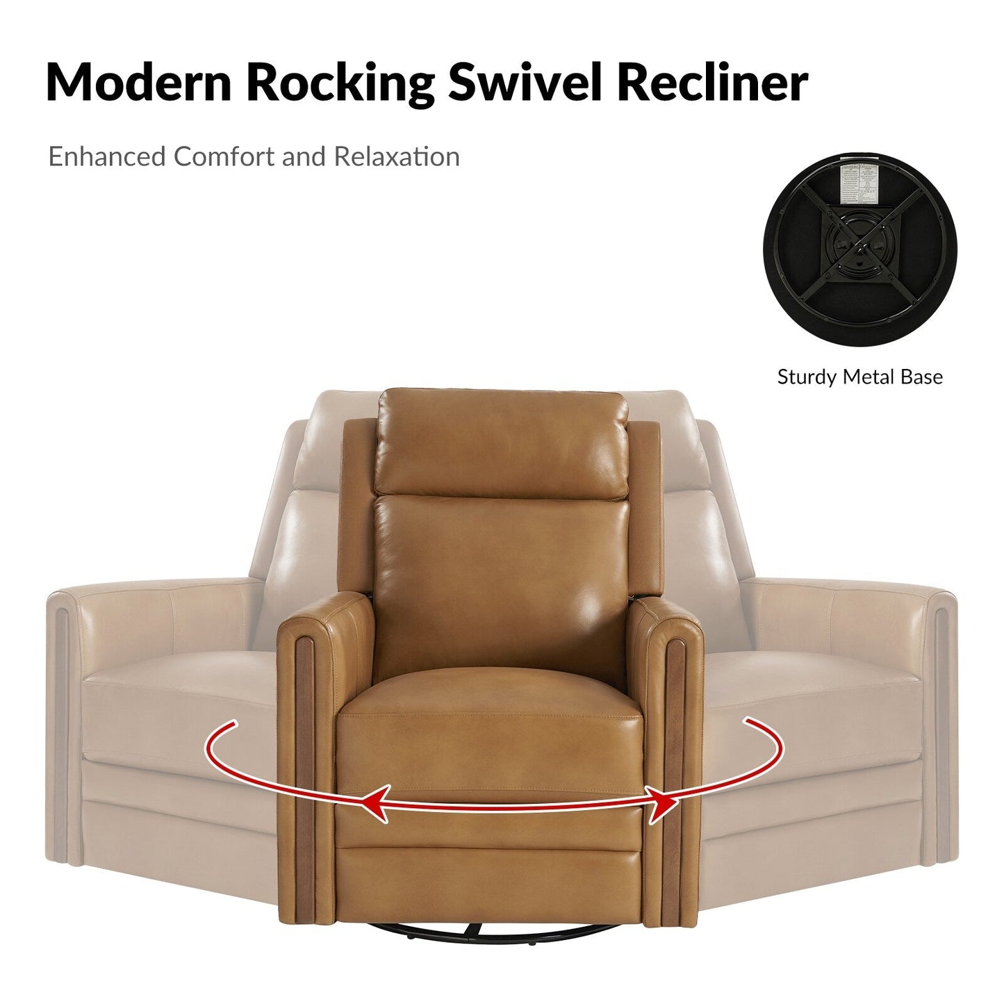 Fauteuil inclinable pivotant et à bascule électrique Jaime Modern en cuir véritable avec appui-tête et repose-pieds réglables, lot de 2 par HULALA HOME