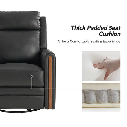 Fauteuil inclinable pivotant et à bascule électrique Jaime Modern en cuir véritable avec appui-tête et repose-pieds réglables, lot de 2 par HULALA HOME