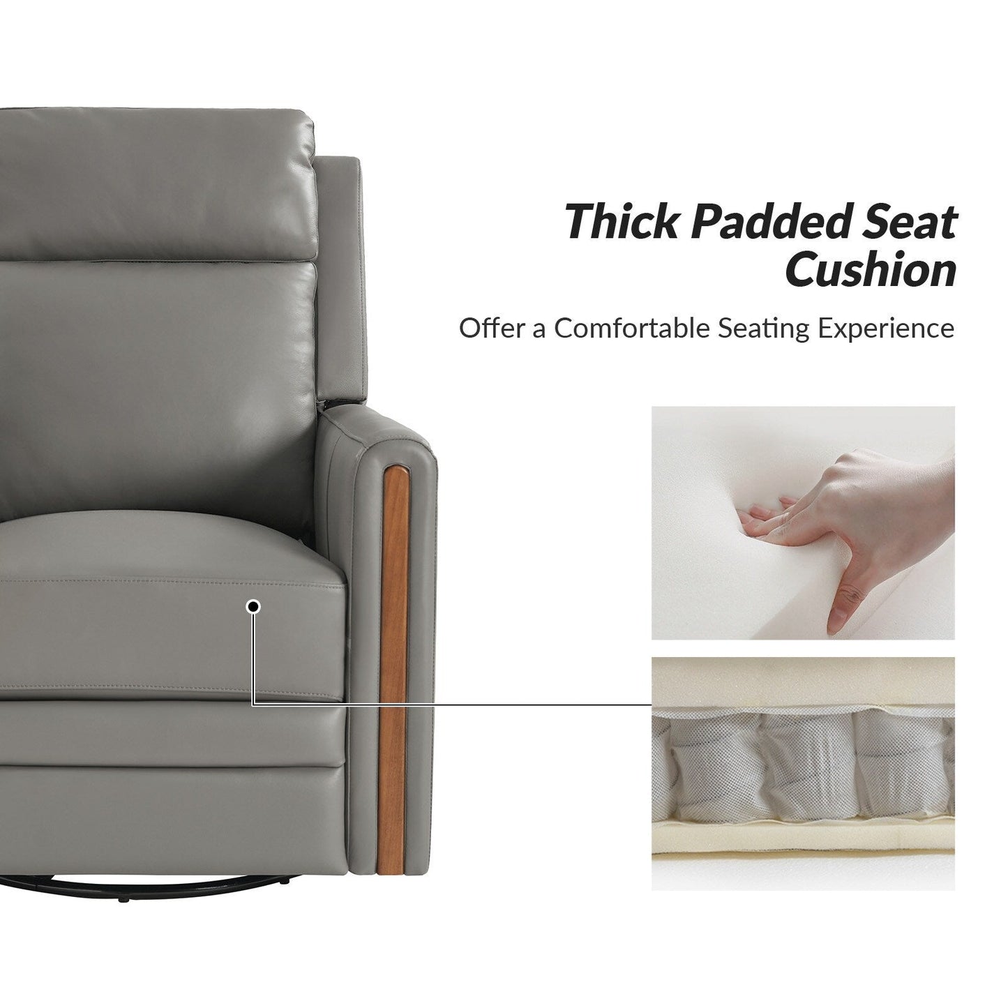 Fauteuil inclinable pivotant et à bascule électrique Jaime Modern en cuir véritable avec appui-tête et repose-pieds réglables, lot de 2 par HULALA HOME