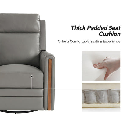 Fauteuil inclinable pivotant et à bascule électrique Jaime Modern en cuir véritable avec appui-tête et repose-pieds réglables, lot de 2 par HULALA HOME