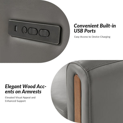 Fauteuil inclinable pivotant et à bascule électrique Jaime Modern en cuir véritable avec appui-tête et repose-pieds réglables, lot de 2 par HULALA HOME