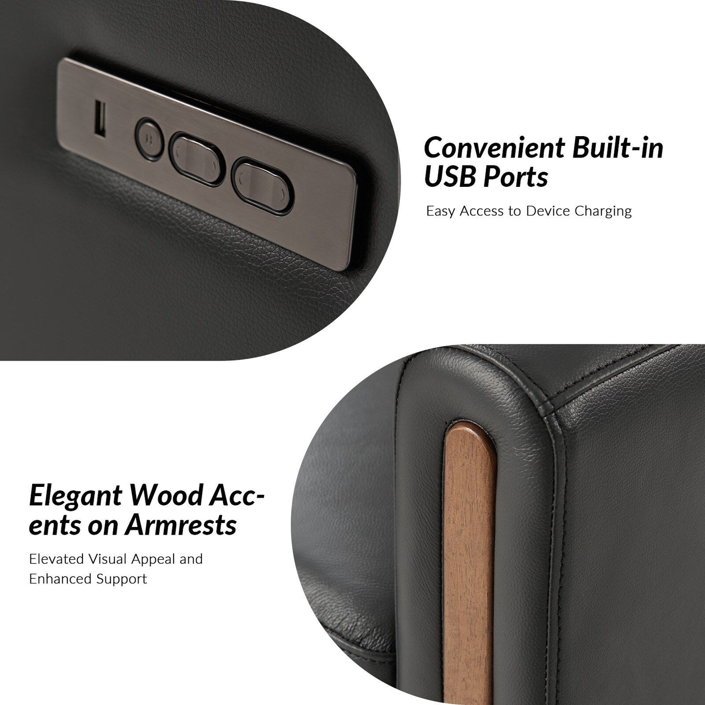 Fauteuil inclinable pivotant et à bascule électrique Jaime Modern en cuir véritable avec appui-tête et repose-pieds réglables, lot de 2 par HULALA HOME