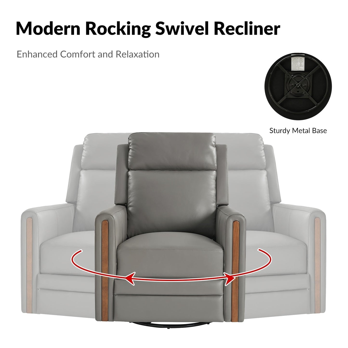Fauteuil inclinable pivotant et à bascule électrique Jaime Modern en cuir véritable avec appui-tête et repose-pieds réglables, lot de 2 par HULALA HOME
