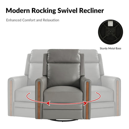 Fauteuil inclinable pivotant et à bascule électrique Jaime Modern en cuir véritable avec appui-tête et repose-pieds réglables, lot de 2 par HULALA HOME