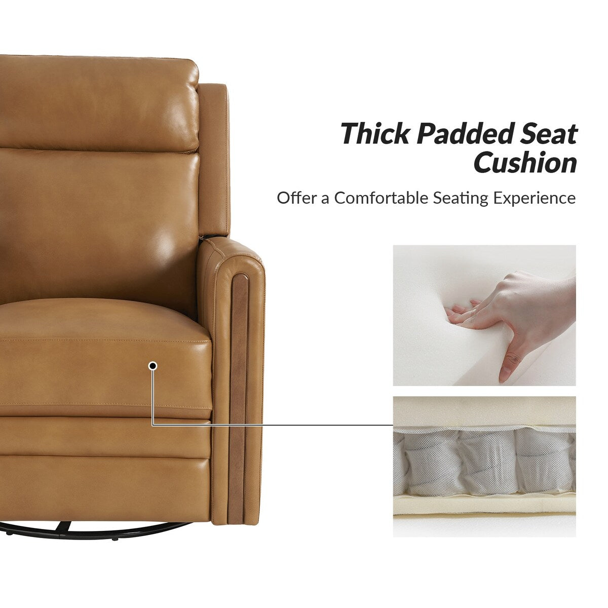 Fauteuil inclinable pivotant et basculant électrique moderne Jaime en cuir véritable avec appui-tête et repose-pieds réglables par HULALA HOME