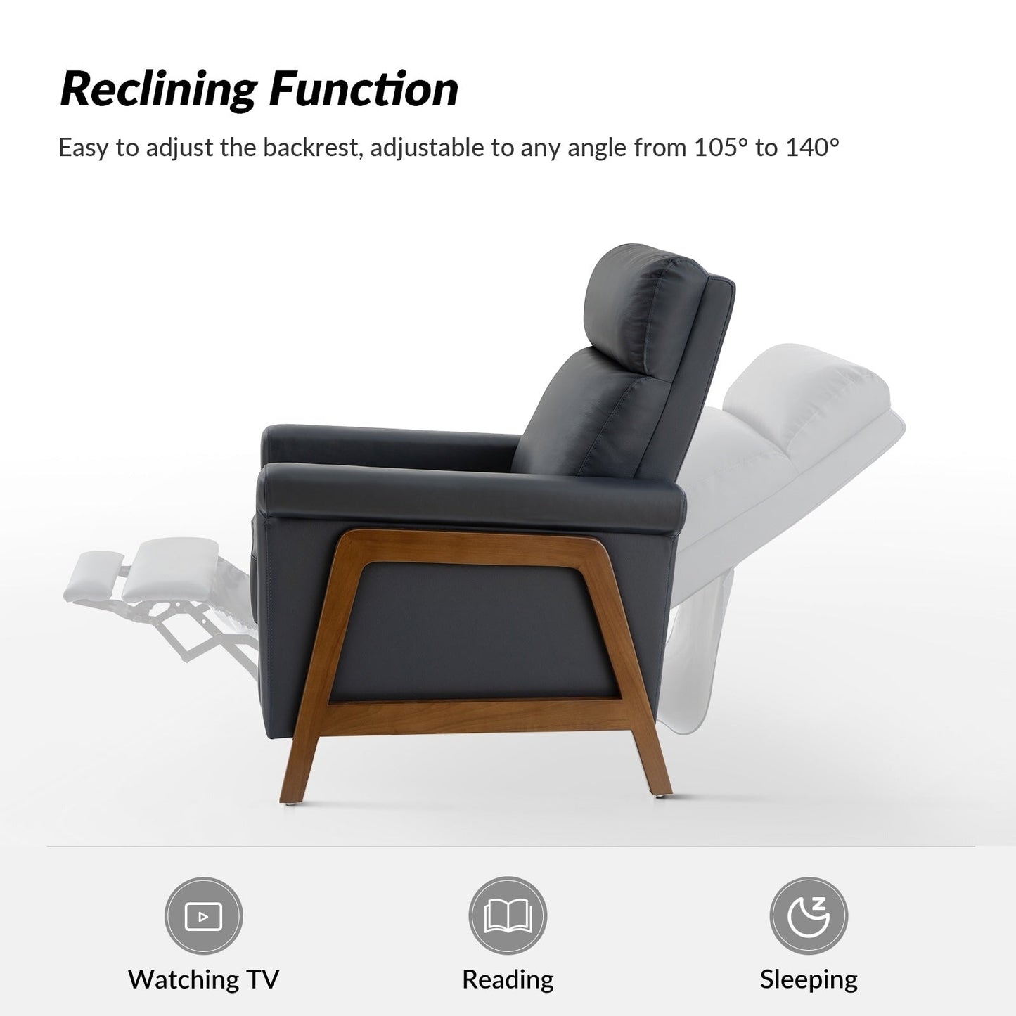 Fauteuil inclinable électrique moderne en cuir véritable Jaime avec ports USB intégrés, lot de 2 par HULALA HOME