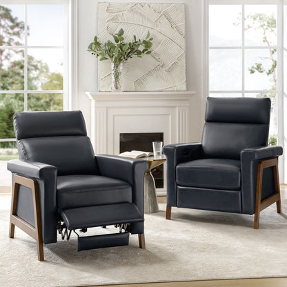 Fauteuil inclinable électrique moderne en cuir véritable Jaime avec ports USB intégrés, lot de 2 par HULALA HOME