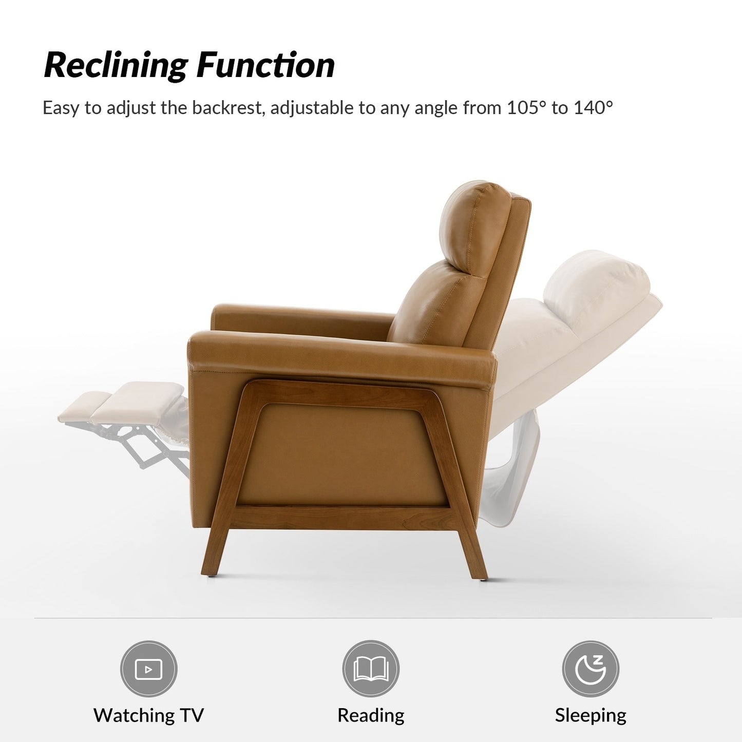 Fauteuil inclinable électrique moderne en cuir véritable Jaime avec ports USB intégrés, lot de 2 par HULALA HOME