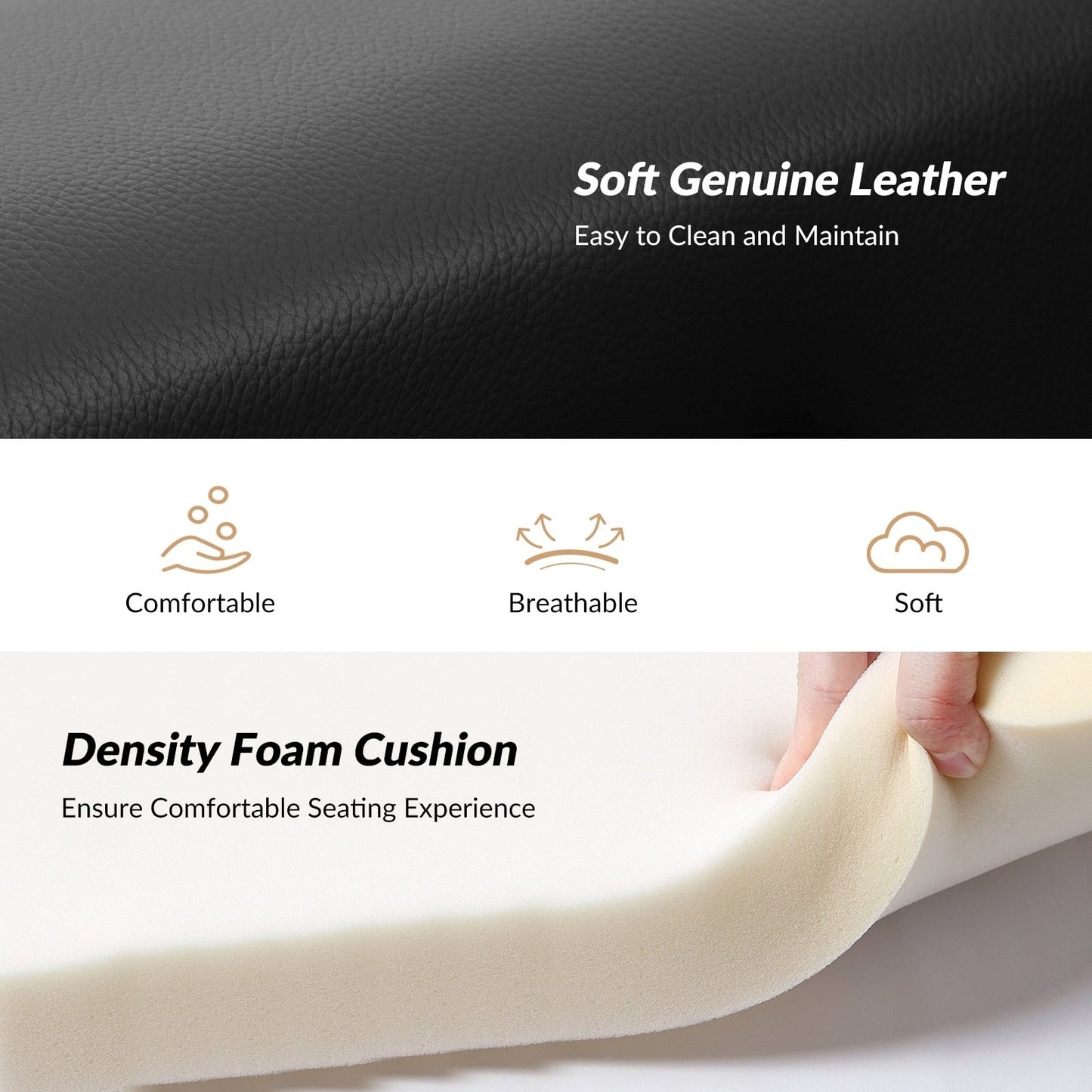 Fauteuil inclinable électrique moderne en cuir véritable Jaime avec ports USB intégrés, lot de 2 par HULALA HOME