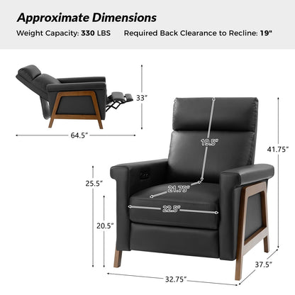 Fauteuil inclinable électrique moderne en cuir véritable Jaime avec ports USB intégrés, lot de 2 par HULALA HOME