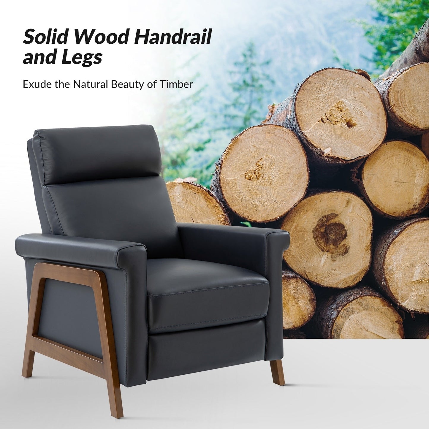 Fauteuil inclinable Jaime Modern Power en cuir véritable avec ports USB par HULALAHOME