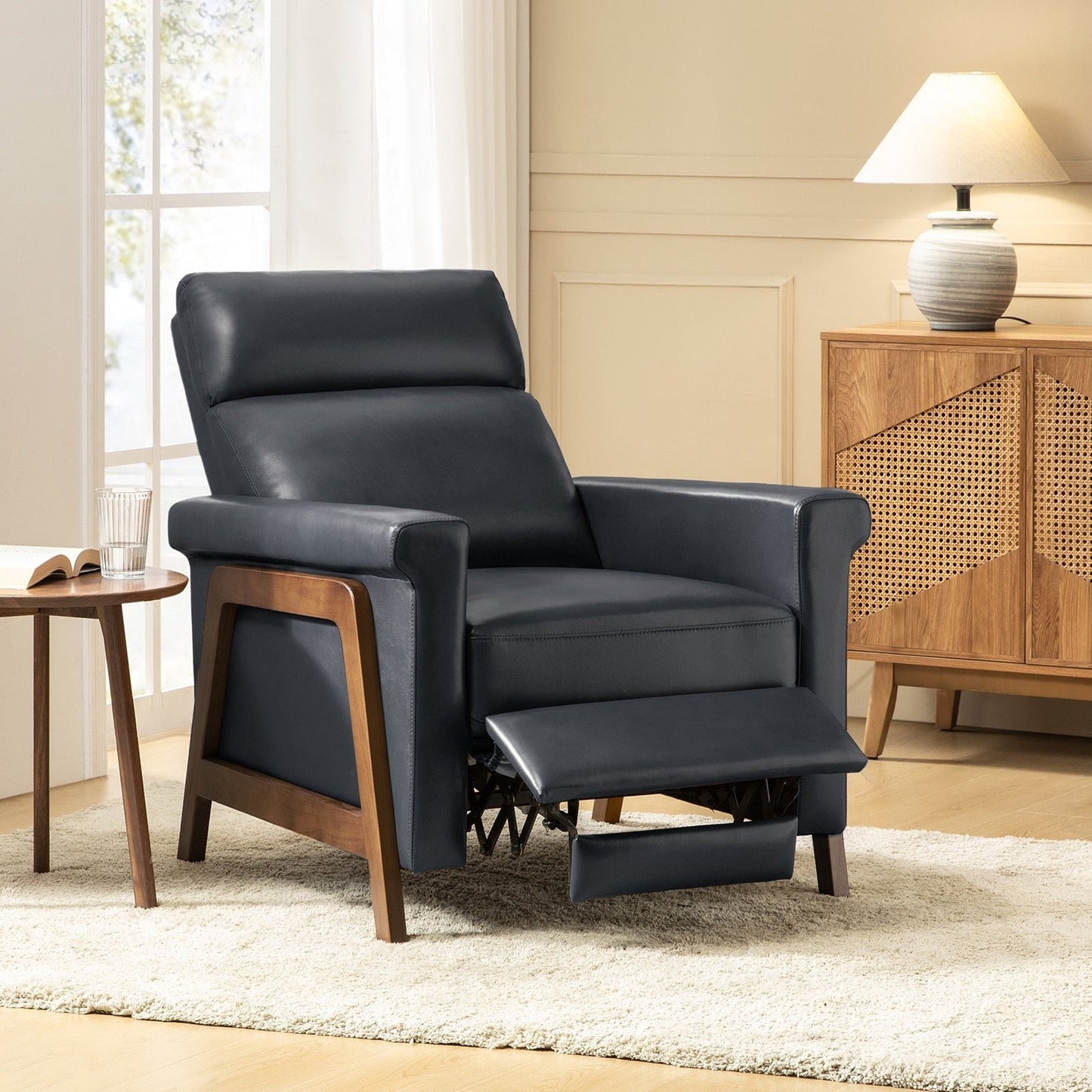 Fauteuil inclinable Jaime Modern Power en cuir véritable avec ports USB par HULALAHOME