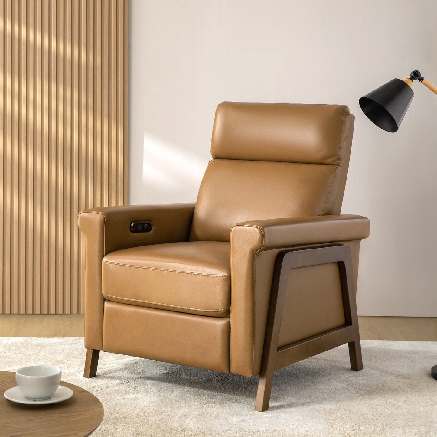 Fauteuil inclinable Jaime Modern Power en cuir véritable avec ports USB par HULALAHOME