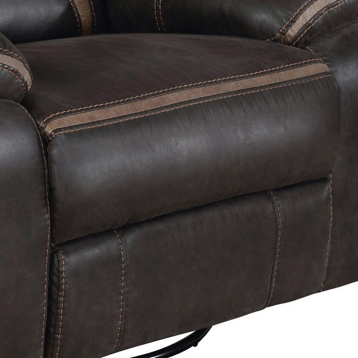 Fauteuil inclinable manuel coulissant Jake de 41 pouces, plateau-coussin, similicuir marron foncé