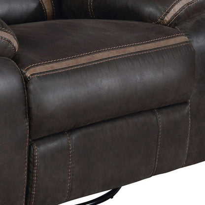 Fauteuil inclinable manuel coulissant Jake de 41 pouces, plateau-coussin, similicuir marron foncé