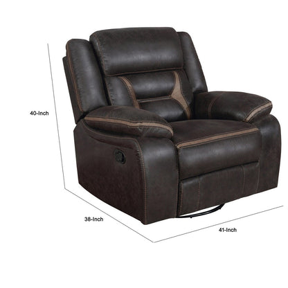 Fauteuil inclinable manuel coulissant Jake de 41 pouces, plateau-coussin, similicuir marron foncé
