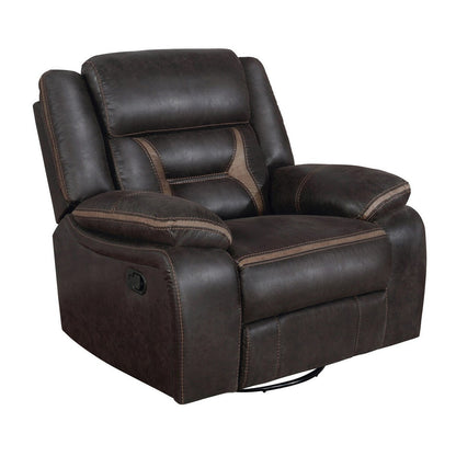 Fauteuil inclinable manuel coulissant Jake de 41 pouces, plateau-coussin, similicuir marron foncé