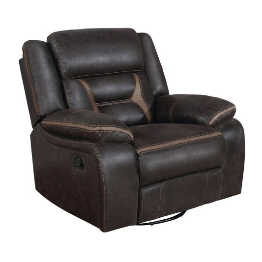 Fauteuil inclinable manuel coulissant Jake de 41 pouces, plateau-coussin, similicuir marron foncé