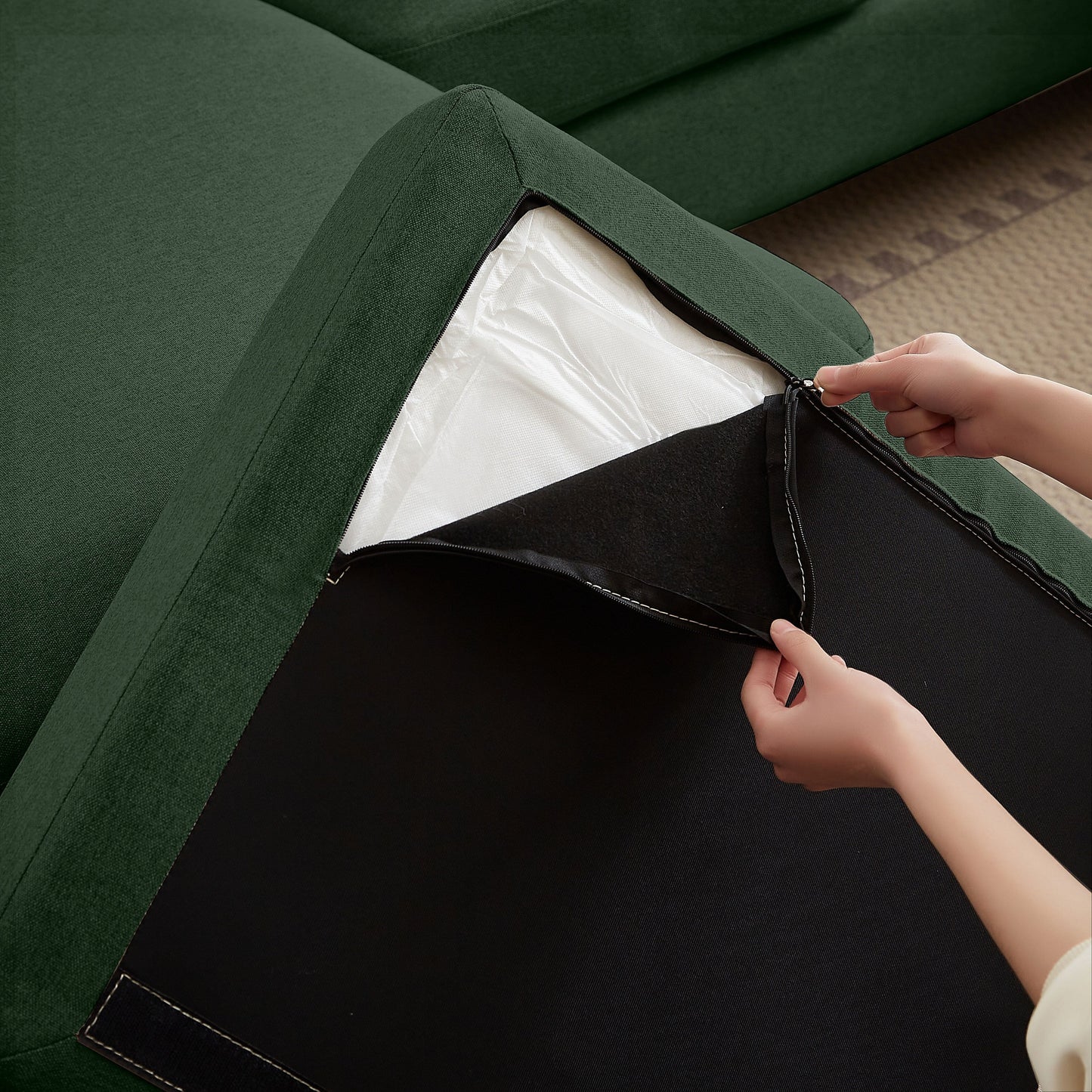 Canapé sectionnel Jarenie en U 4 places avec méridienne double pour salon