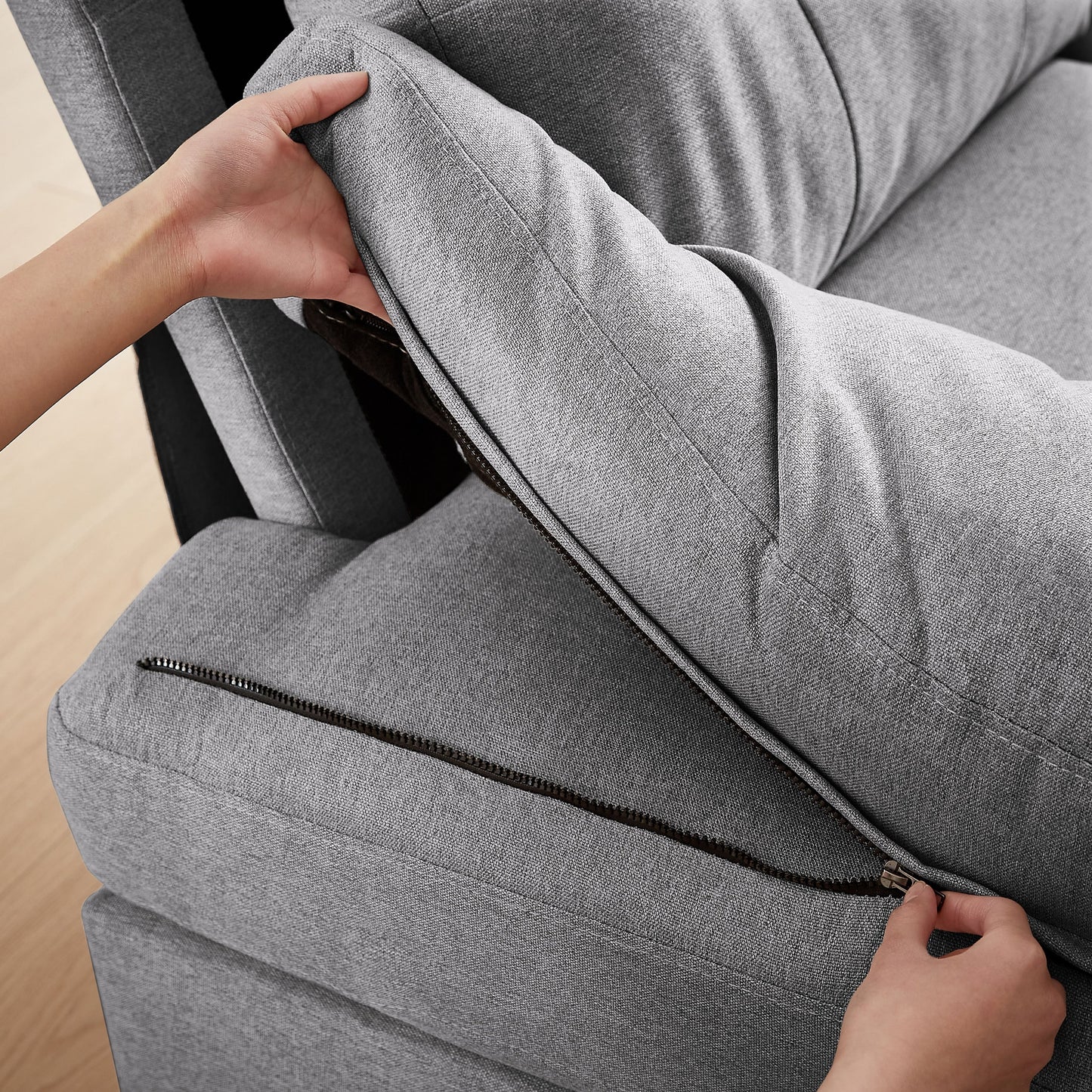 Canapé sectionnel Jarenie en U 4 places avec méridienne double pour salon