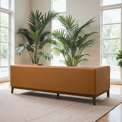 Canapé Jasmine en cuir capitonné de style moderne du milieu du siècle