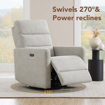Fauteuil inclinable pivotant électrique Jason avec appui-tête et ports de chargement USB