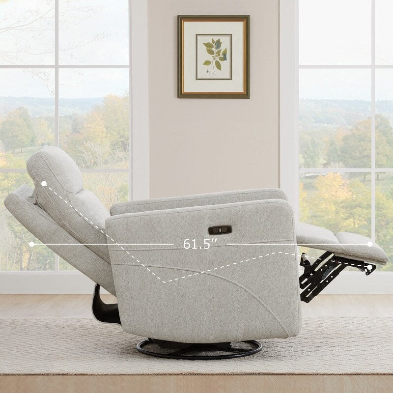 Fauteuil inclinable pivotant électrique Jason avec appui-tête et ports de chargement USB