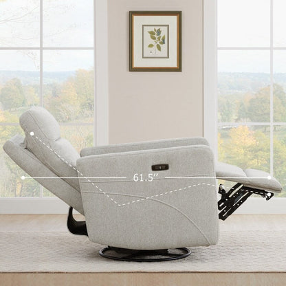 Fauteuil inclinable pivotant électrique Jason avec appui-tête et ports de chargement USB