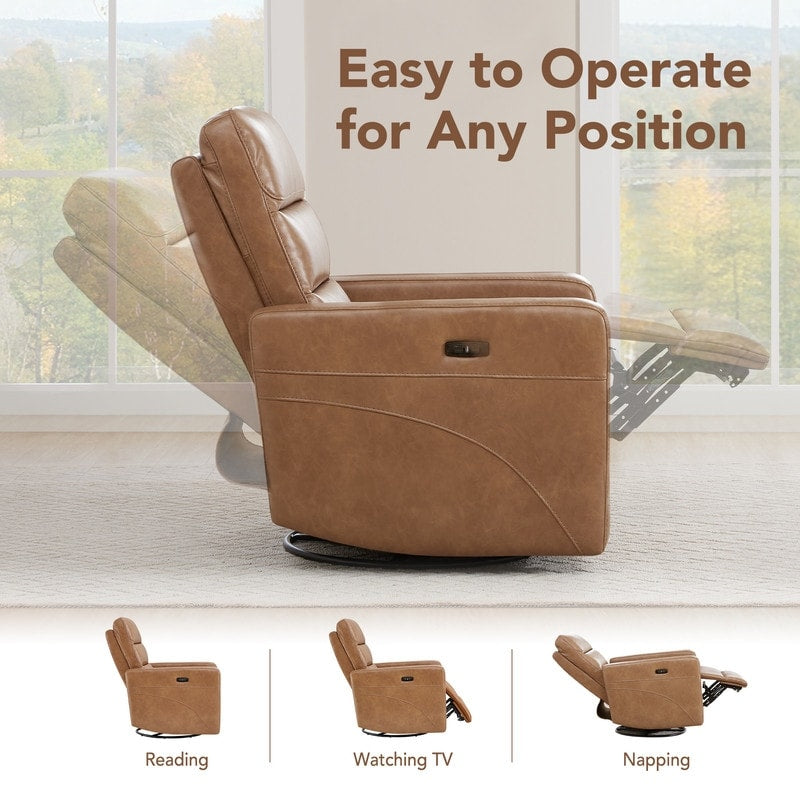 Fauteuil inclinable pivotant électrique Jason avec appui-tête et ports de chargement USB