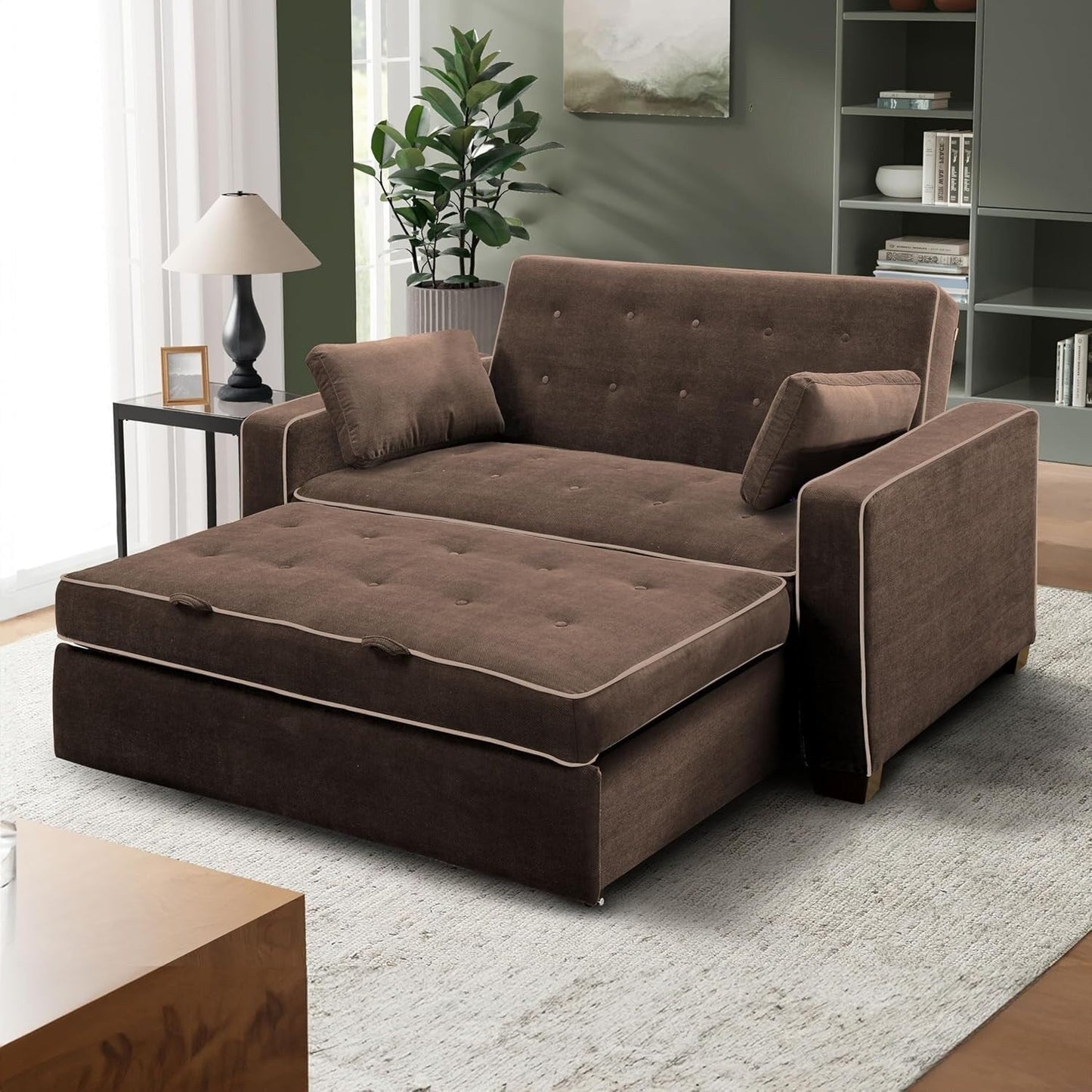 Canapé-lit convertible en microfibre Java Queen avec lit gigogne pour salon et chambre d'amis