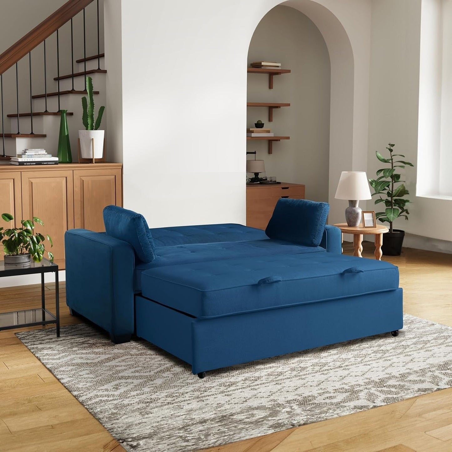 Canapé-lit convertible en microfibre Java Queen avec lit gigogne pour salon et chambre d'amis