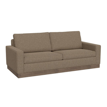 Canapé Jeni, 2 coussins décoratifs, assise moderne en polyester marron camel 90 pouces