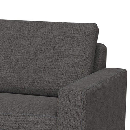 Canapé Jeni, 2 coussins décoratifs, assise moderne en polyester gris foncé de 228 cm