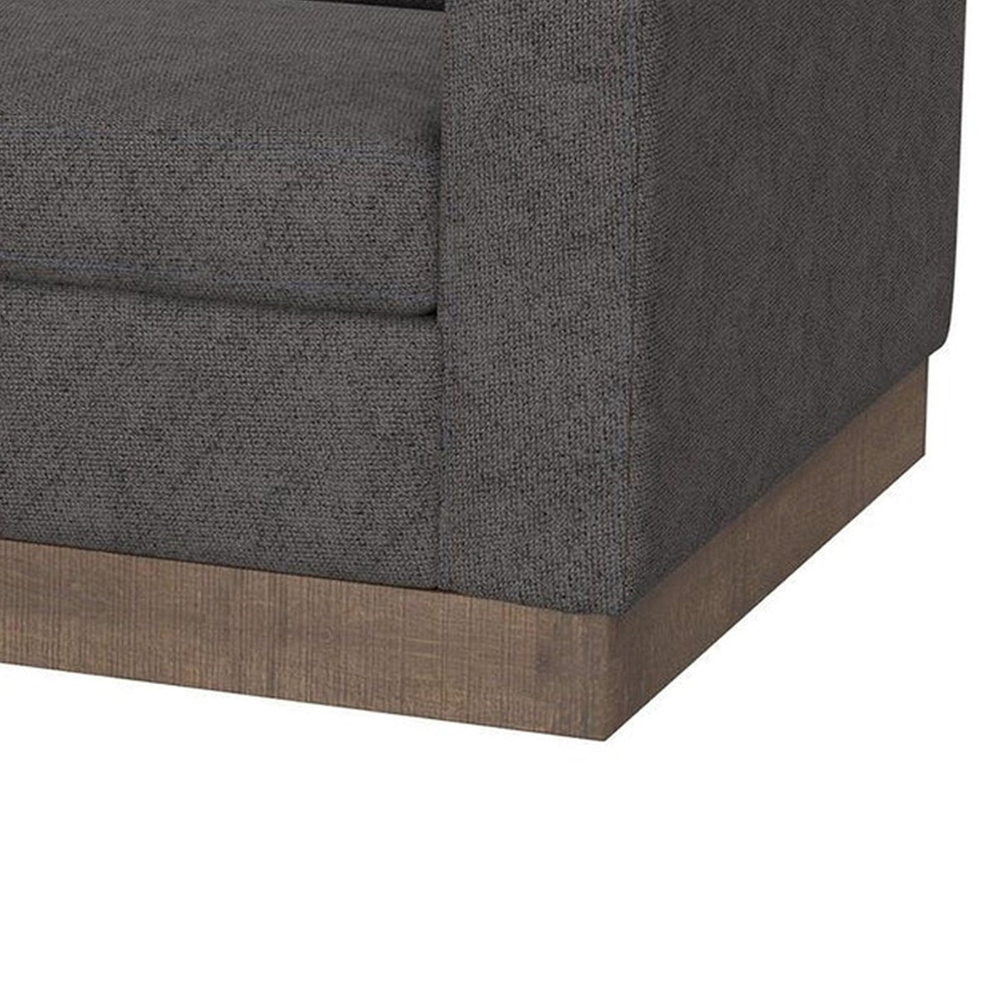 Canapé Jeni, 2 coussins décoratifs, assise moderne en polyester gris foncé de 228 cm