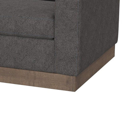 Canapé Jeni, 2 coussins décoratifs, assise moderne en polyester gris foncé de 228 cm