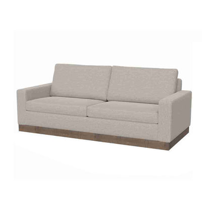 Canapé Jeni, 2 coussins décoratifs, assise moderne en polyester beige huître de 228 cm
